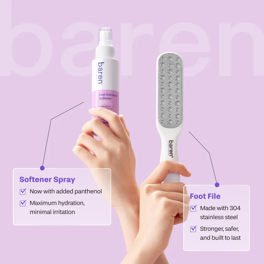 Baren — Kit maison d'effacement de callosités de pied (brume + lime à pied) – Image 4