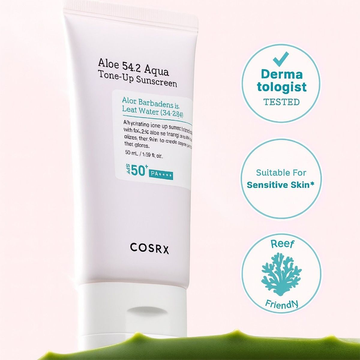COSRX - Aloe 54.2 Aqua Tone-Up Sunscreen - Crème solaire hydratante et apaisante - 50 ml – Image 2