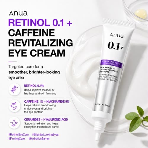 Anua - Retinol 0.1 Caffeine Revitalizing Eye Cream - Crème raffermissante yeux – Image 2